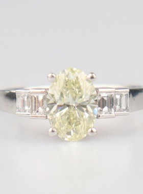 【自营】中古95新日本进口商品椭圆形切工黄钻戒指铂金90053号