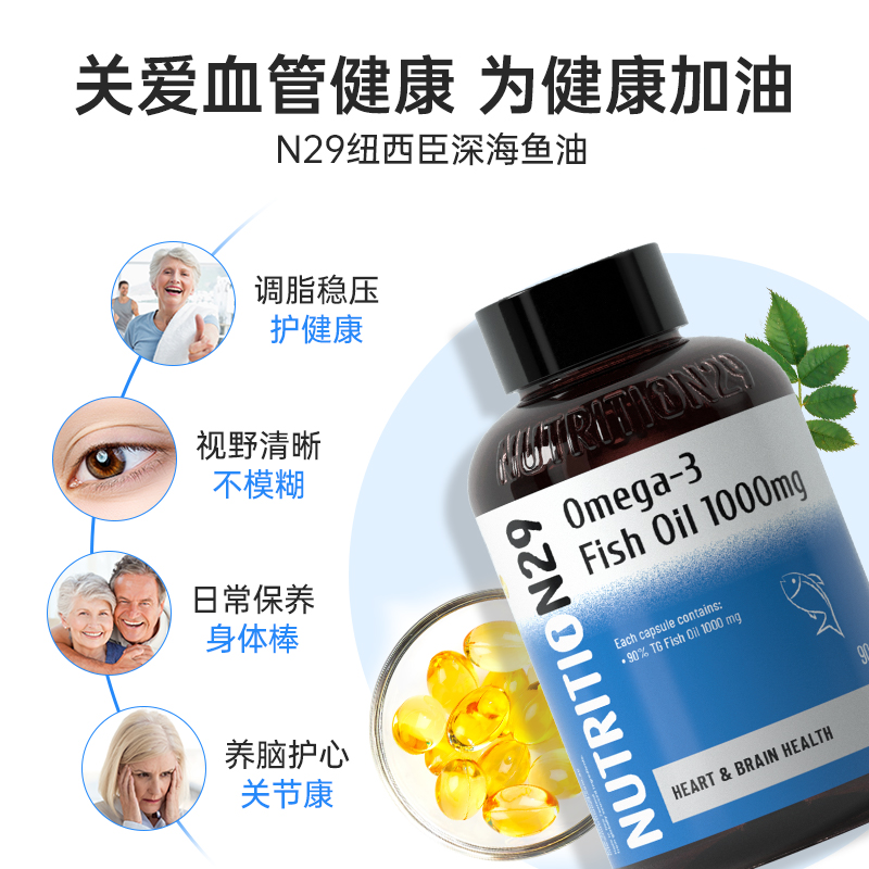 【自营】N29新西兰深海鱼油omega3软胶囊epa中老年补脑血脂记忆力