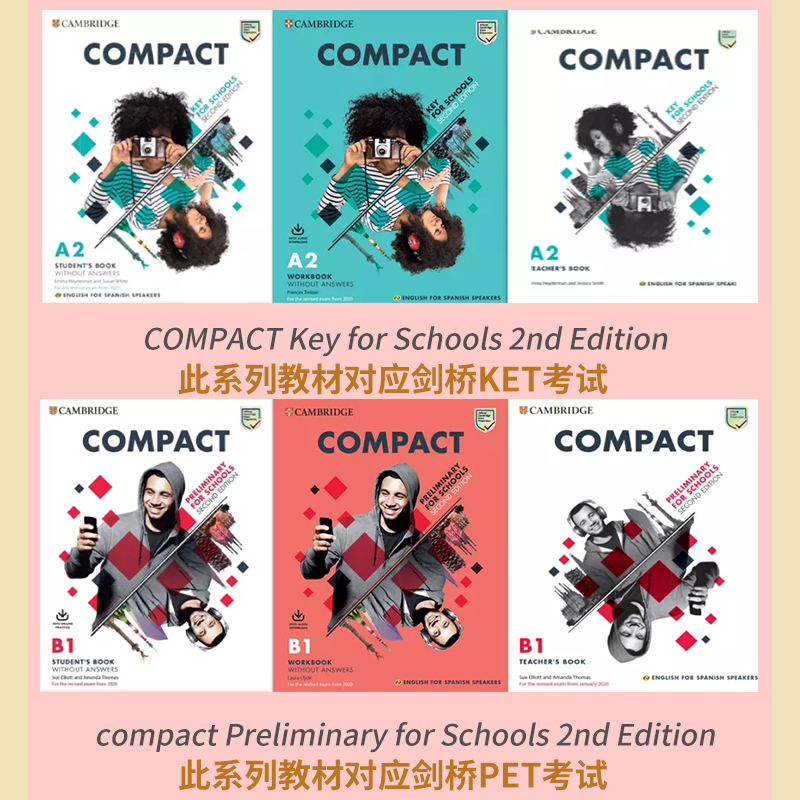 【自营】剑桥国际少儿英语 compact教材 Compact Key for Schools A2剑桥KET PET考试备考教材Compact Preliminary For Schools B1 - 图0