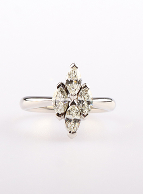 【自营】中古95新日本进口商品4颗马眼形切工钻石铂金900戒指51号