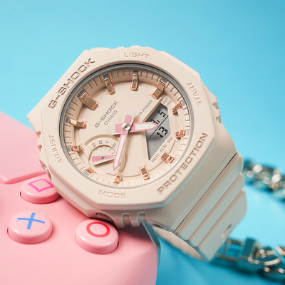 【自营】卡西欧gshock中性农家橡树防水樱花粉学生电子GMA-S2100