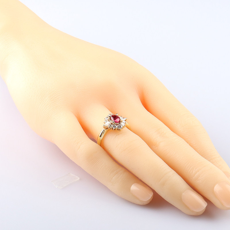 【自营】中古95新日本进口椭圆形切工红宝石钻石K18黄金50号戒指 - 图3