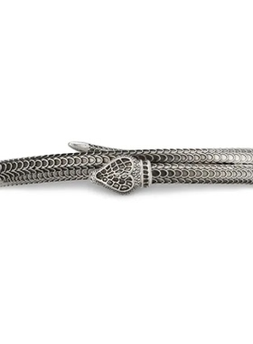 中古99新未使用Gucci/古驰 银饰品 Garden系列 灵蛇手镯 18CM纯银