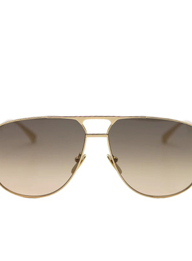 【自营】古驰墨镜复古飞行员金色双梁遮阳金属太阳镜GG0336S