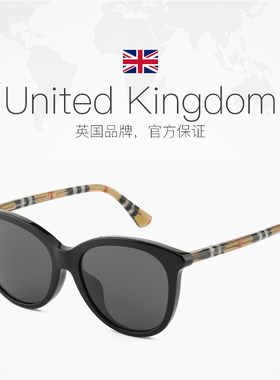 【自营】BURBERRY巴宝莉墨镜女圆形框博柏利格纹太阳镜男OBE4455F