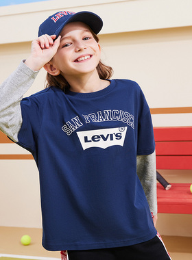 【自营】Levis李维斯儿童男女童长袖T恤新年红色喜庆百搭打底上衣
