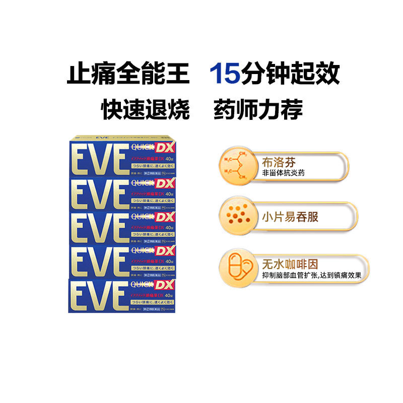 日本白兔EVE止疼药升级版布洛芬40粒*5盒