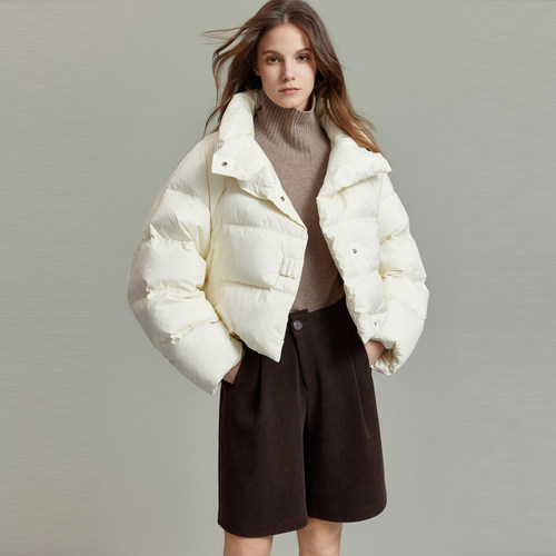 【自营】ELLE法式短款90鹅绒羽绒服女2024冬新款高端时尚保暖外套 - 图3