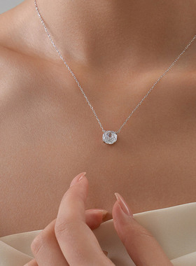 【自营】daisy beautyS925银玫瑰花锆石吊坠项链女礼物锁骨链女