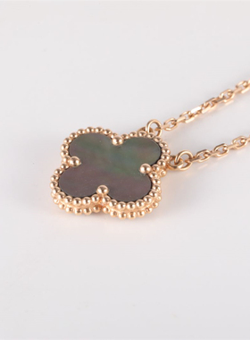 【自营】中古98新梵克雅宝中号单花项链新扣18K玫瑰金/灰贝母项链