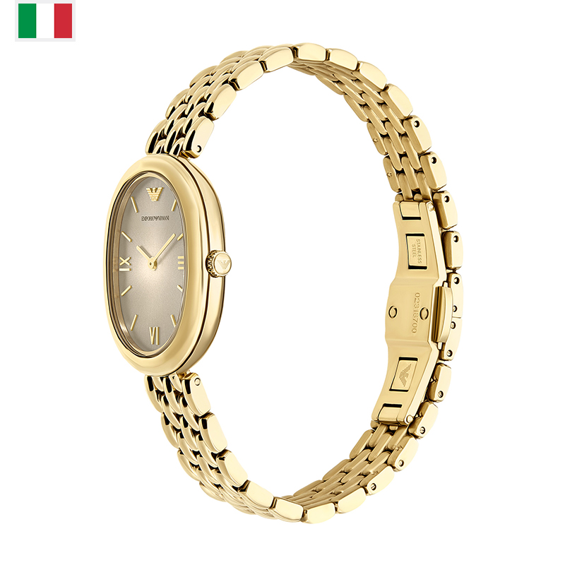Armani Armani watch women's white moonlight champagne gold fashion oval small gold watch AR11707