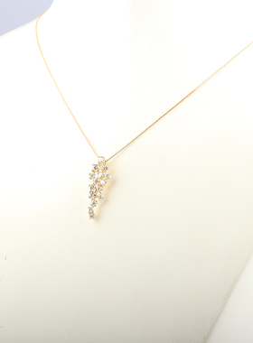 【自营】中古95新日本进口星辰群镶钻石项链吊坠45cm黄金K18