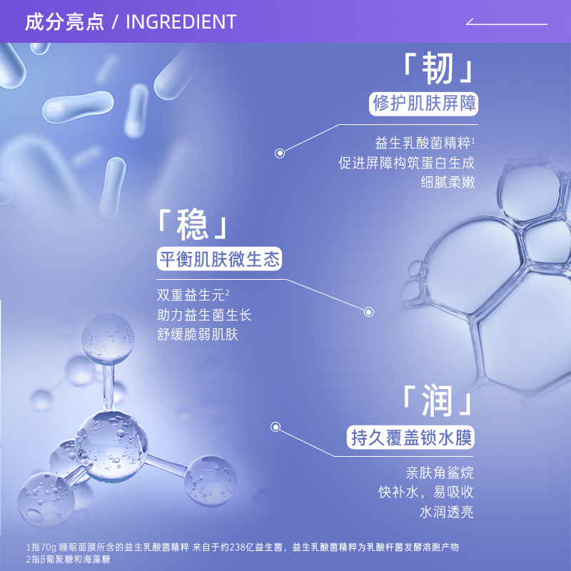 【自营】2盒兰芝睡眠面膜益生修护补水保湿免洗涂抹式70ml正品