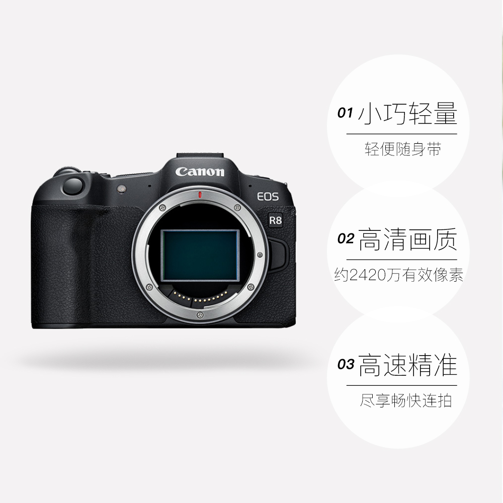 【自营】Canon/佳能 EOS R8 全画幅专业微单相机 单机/24-50套机 - 图3