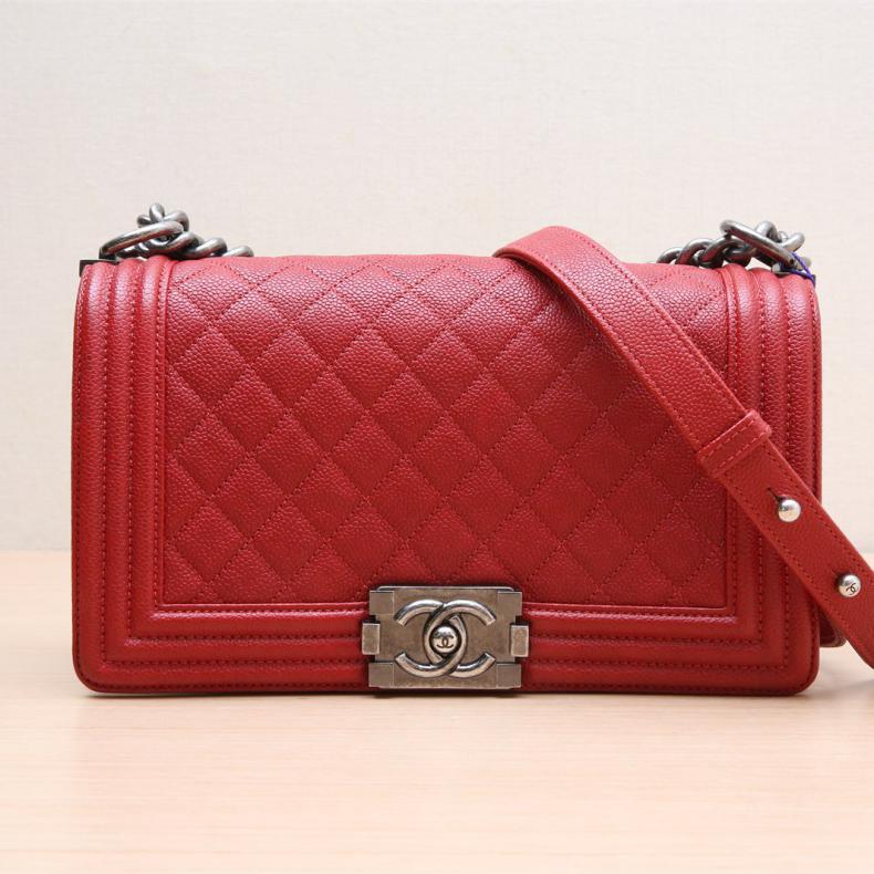 【自营】中古95新Chanel/香奈儿单肩包Leboy中号红色23开银扣 - 图1