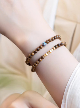 【自营】daisy beauty然奇楠沉香手串女双圈蓝莲花转运珠女新中式