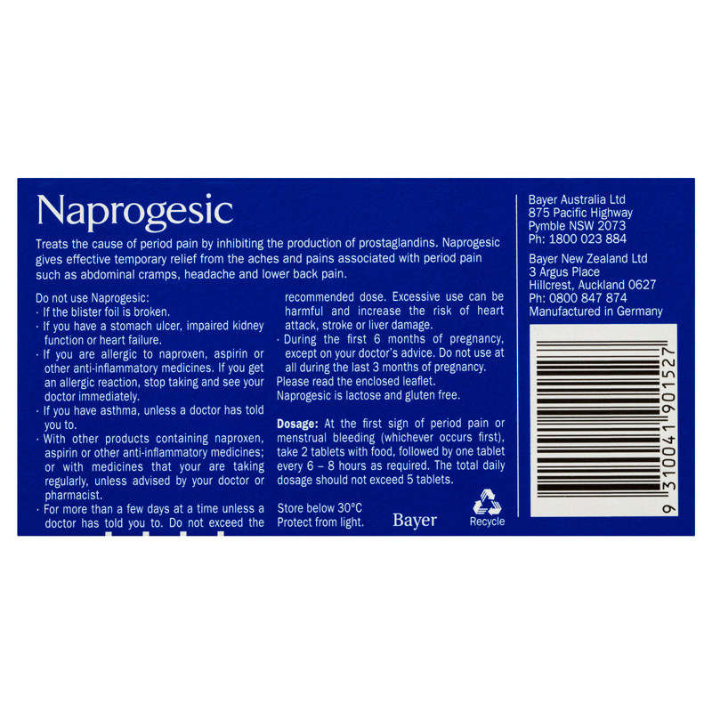 【自营】bayer naprogesic痛经片女性 天猫国际健研馆国际妇科药品