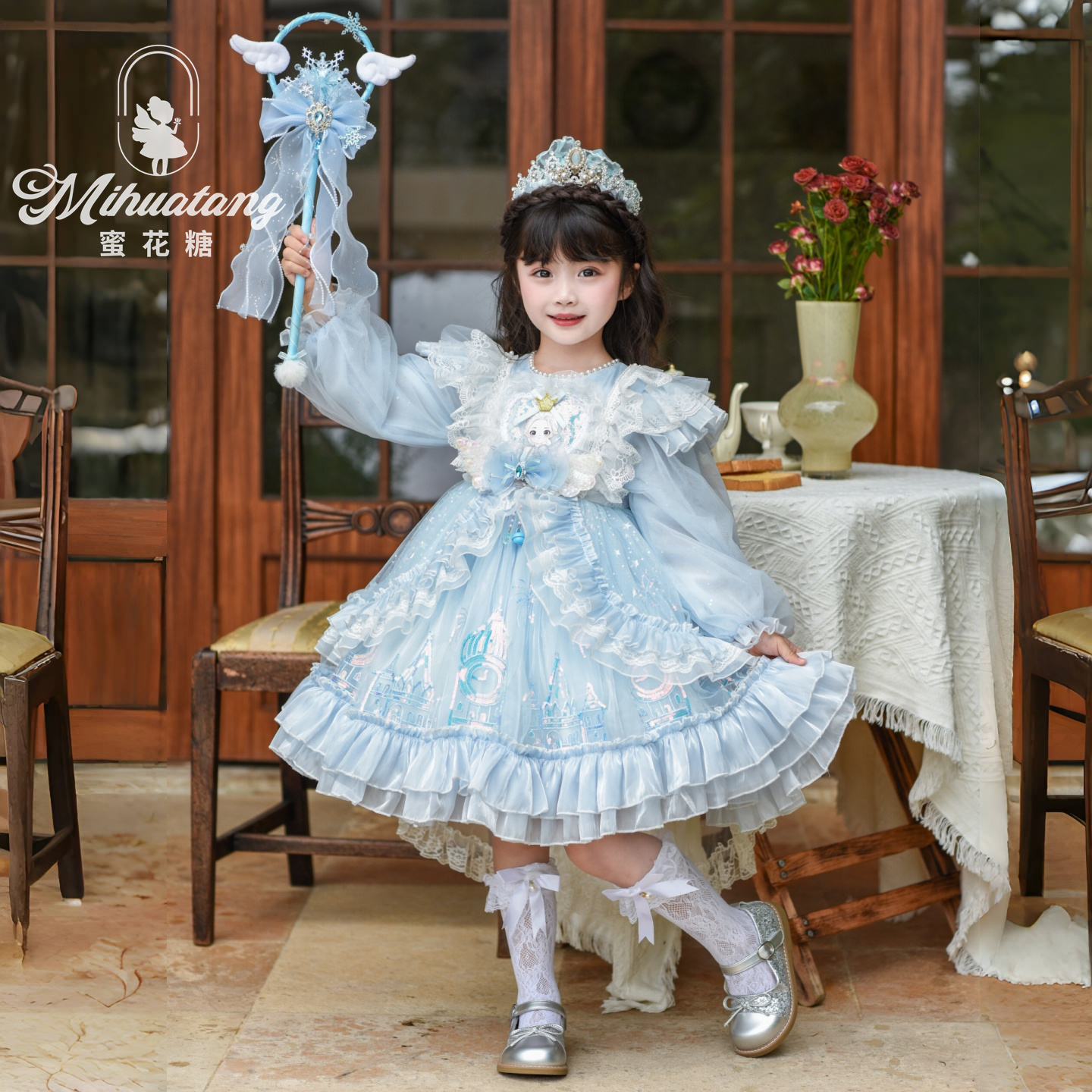 艾莎公主裙 25新款气质洋气公主蓬蓬裙洛丽塔cos礼服秋季爱莎裙子 - 图0