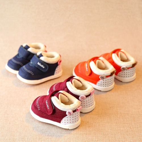 Демисезонная детская удерживающая тепло флисовая обувь для раннего возраста, мягкая подошва, 1-2 лет