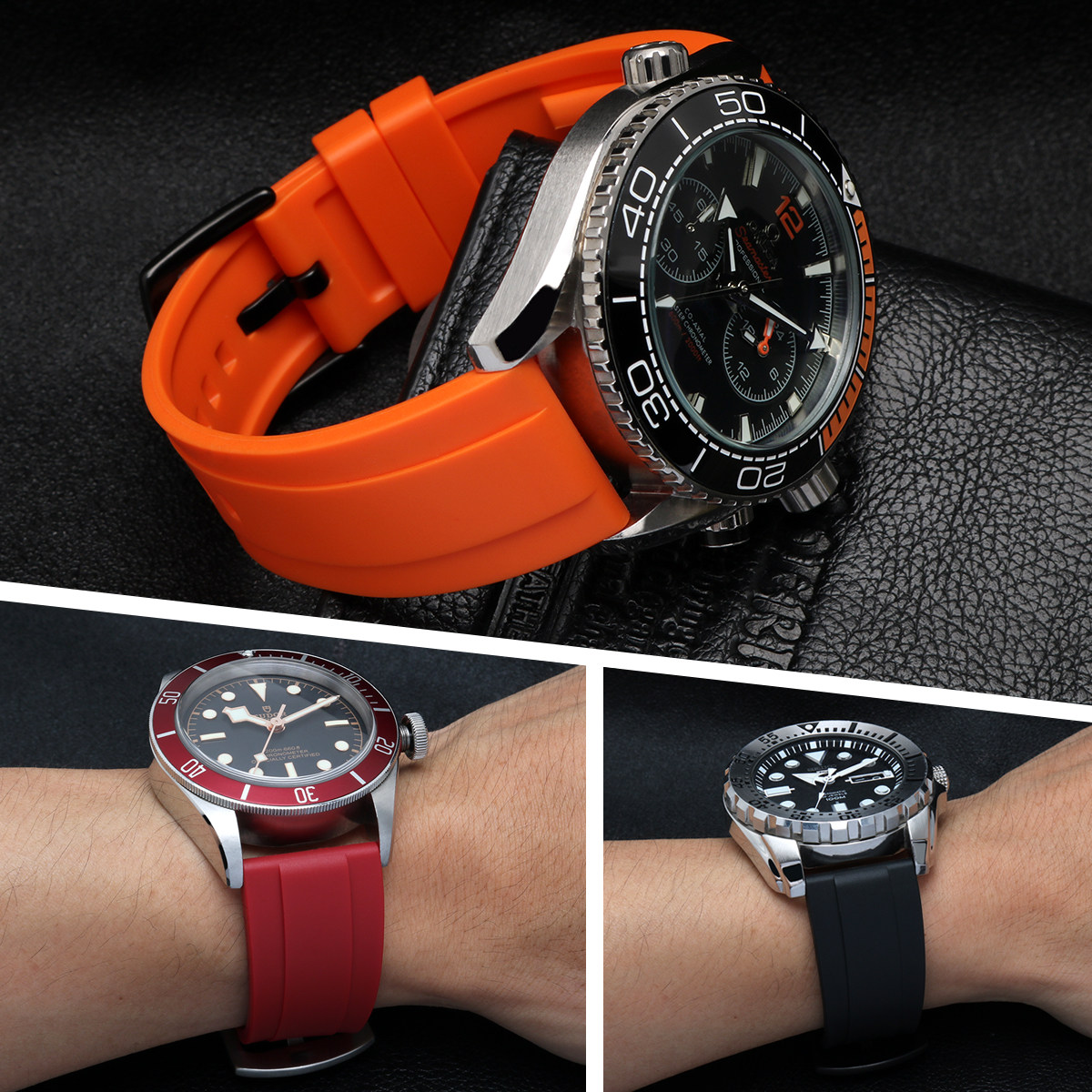 舵手表带m005欧米茄速驰橡胶表带 瑞途手表配件