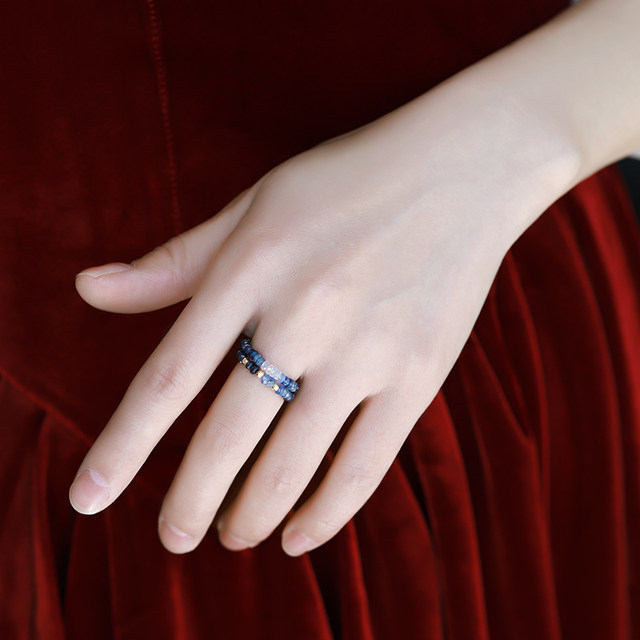 Ruohua Jewelry 18K gold sapphire ring gift