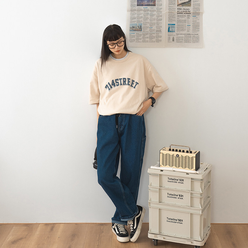 714street潮牌丹宁直筒水洗牛仔裤 714street牛仔裤