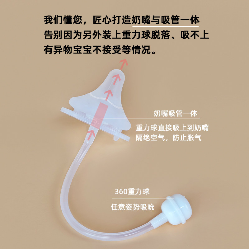 适配贝亲奶瓶配件第三代手柄奶嘴重力球吸管鸭嘴学饮水杯头宽口径-图0