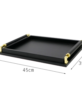 新中式风黑色样板间酒店餐桌托盘