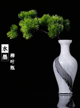黎采新中式禅意水墨风琉璃花瓶