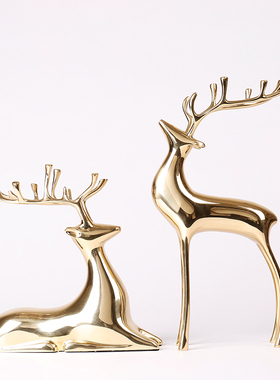 电视柜轻奢风家居客厅对鹿摆件