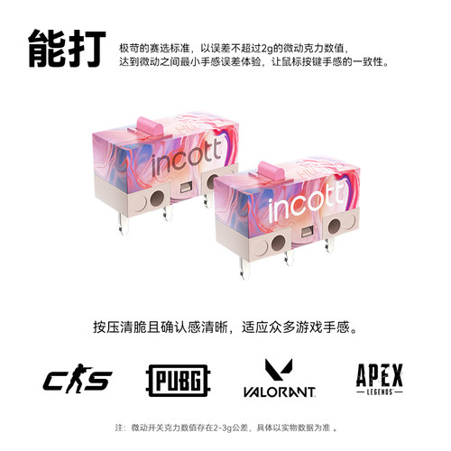 因科特紫电电竞鼠标微动开关 雷蛇罗技g102g304g502g903通用按键 - 图0