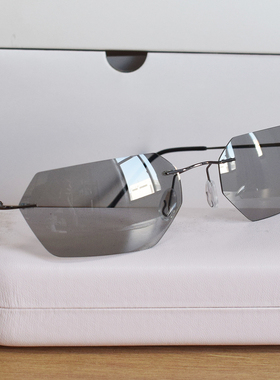 轻盈无框偏光太阳镜男 变色墨镜司机开车驾驶镜多边形不规则