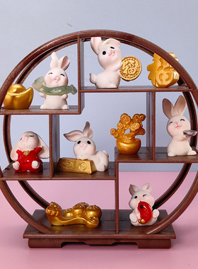 创意招财猫博古架微缩模型迷你仿真置物架diy娃娃屋配件装饰物品