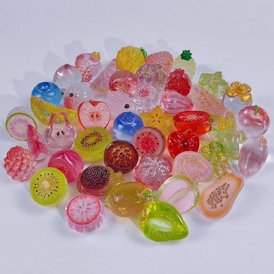 New high transparent large fruit blind bag simulation resin ice transparent lemon watermelon fruit model computer desktop small ornaments