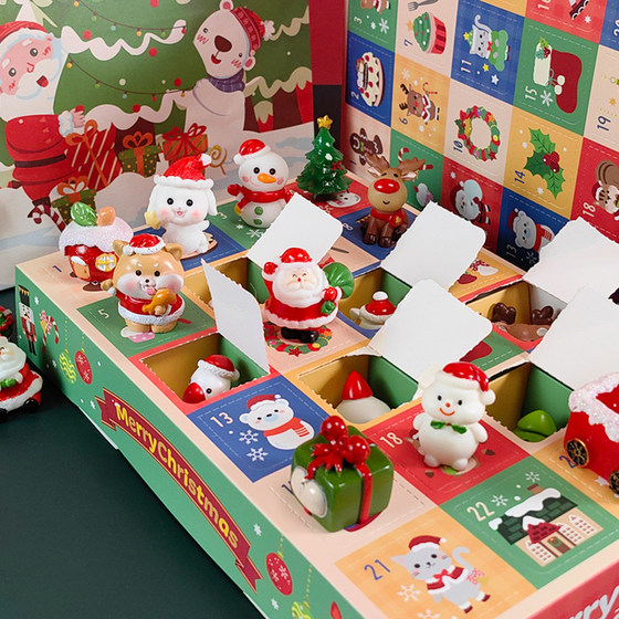 24-frame Christmas Cave Santa Countdown Calendar Blind Box Children's Luxury Poke Toy Small Gift