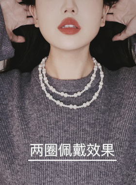 法式轻奢珍珠叠戴项链小香风长链