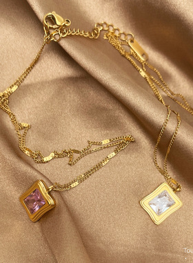 钢钛锁骨链项链吊坠项链法式