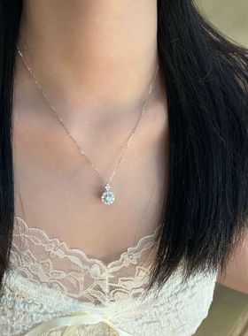 一世繁花满钻项链女轻奢小众ins气质高级感吊坠锁骨链送女友礼物