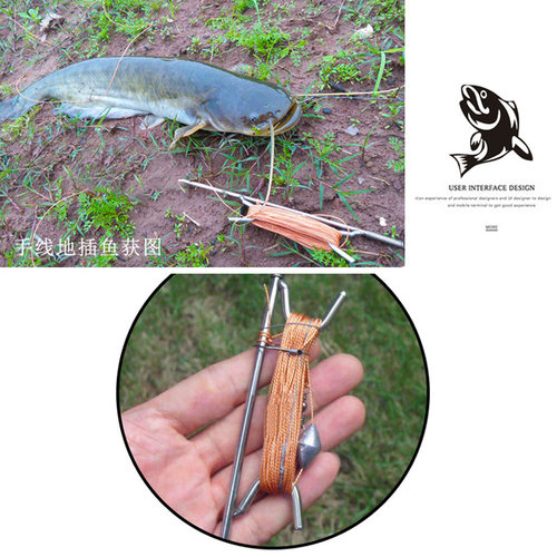 手线地插带弹簧铃铛不锈钢插地野钓黑鲶鳜鱤鱼甲鱼钩自动钓鱼钓组 - 图2