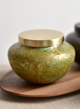 金属新中式茶室/客厅茶叶罐摆件