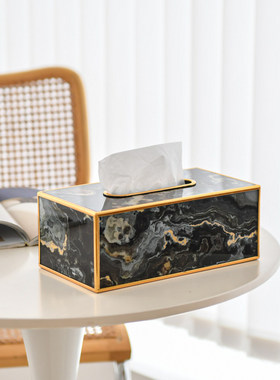 现代简约黑金边玛瑙石纹托盘摆件