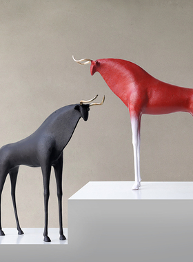 现代简约创意金属马头摆件羚羊客厅电视柜玄关动物装饰品雕塑摆设