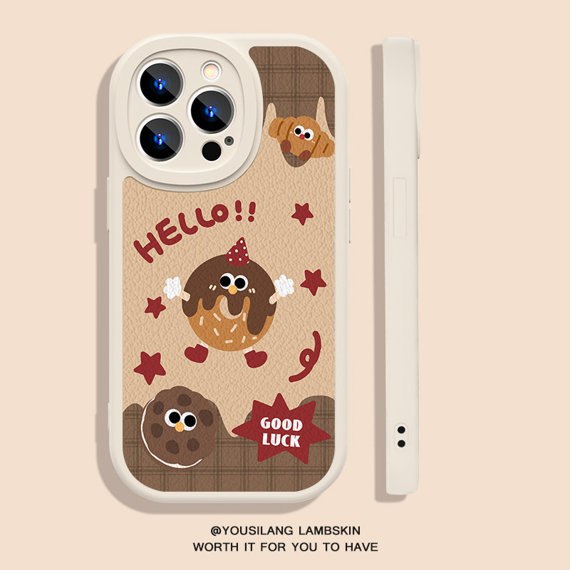 猫咪镜子支架适用iphone16promax手机壳幸运汉堡苹果15秋冬14/13pro女新款12mini小羊皮7/8plus高级se3保护套