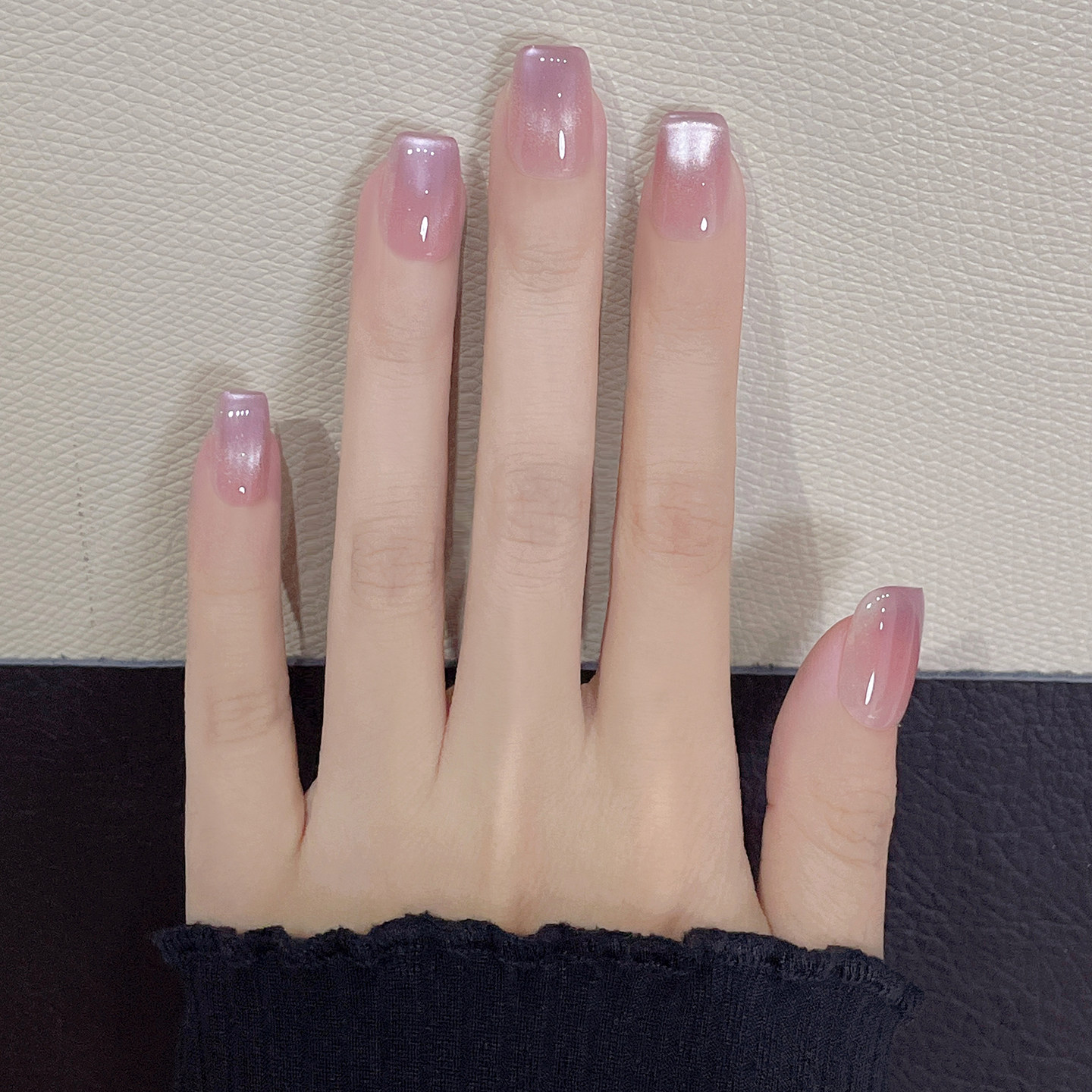 手工款穿戴甲短款2026新款高级感淡紫色渐变猫眼指甲贴片悦动旋律,淘宝优惠券,粉丝福利购,淘宝优惠卷