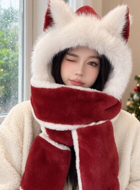 冬季猫耳三合一护耳毛绒保暖套装