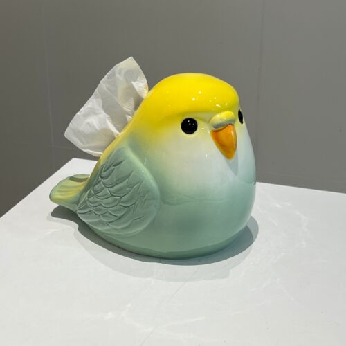 创意鹦鹉陶瓷纸巾盒可爱家用抽纸盒高颜值客厅桌面纸巾盒装饰摆件 - 图1