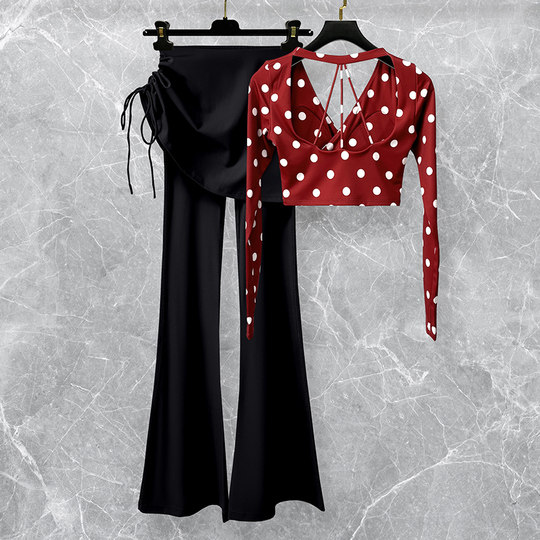 新年装喜庆红色瑜伽服套装女秋冬时尚美背性感运动健身上衣喇叭裤