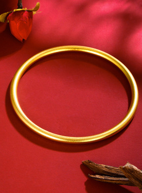 古法不锈钢镀金手镯女士光面素圈