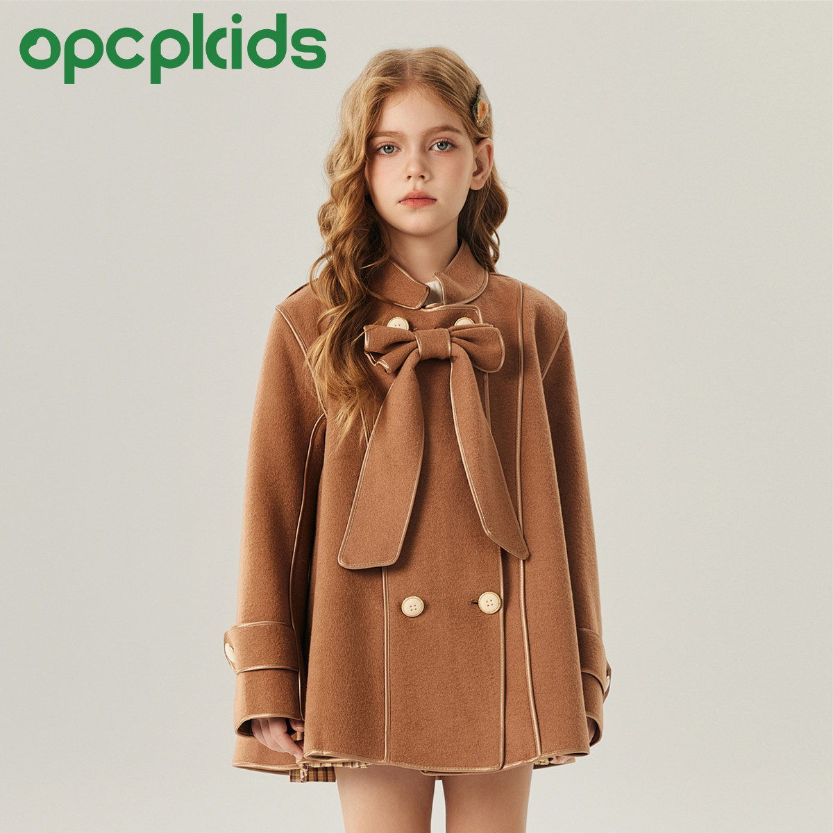 OPCP女童双面羊绒大衣秋冬新款儿童学院风毛呢外套全羊毛中长款,淘宝优惠券,粉丝福利购,淘宝优惠卷