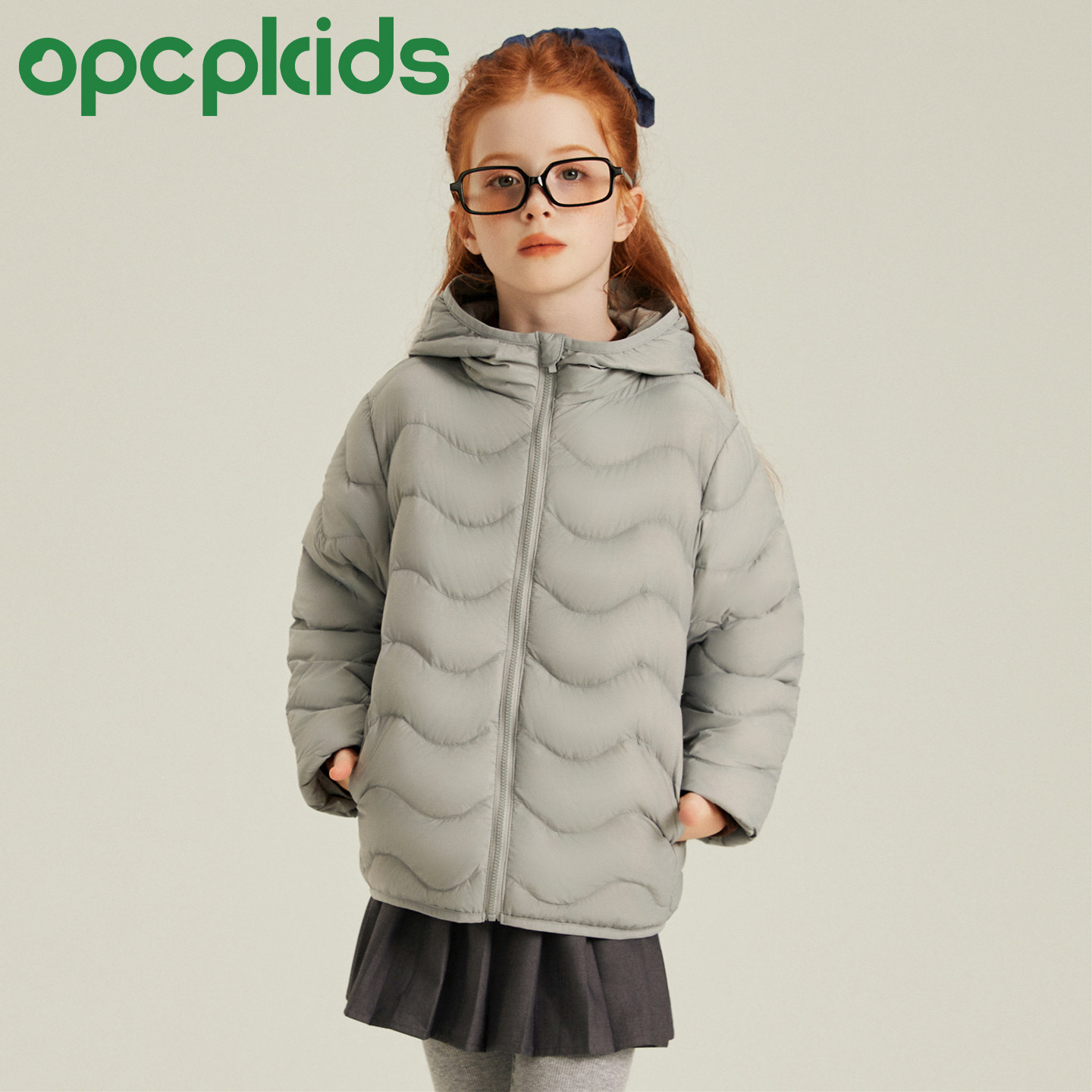 OPCP儿童轻薄羽绒服新国标90白鸭绒女童冬季外套短款男童保暖上衣 - 图0